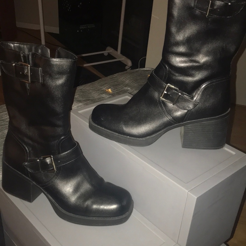 Kenneth Cole black moto boots; size 9.5 worn once